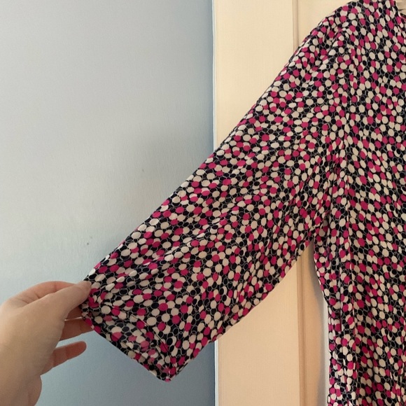 Boden Aurelia Tunic Top Pink Spotty Dot Relaxed Fit 3/4 Sleeve US Size 12R 12 - Picture 2 of 8